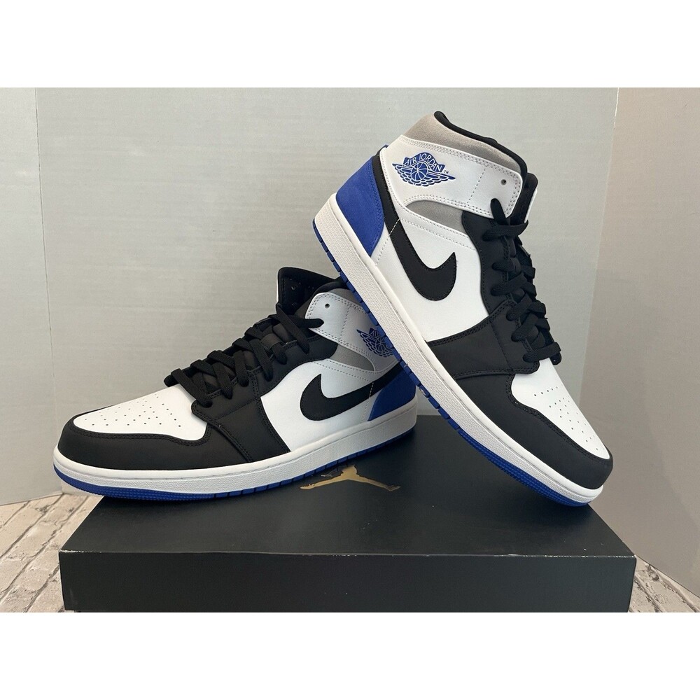 Air Jordan 1 Mid SE Royal Black Toe 852542-102 Men Size 14